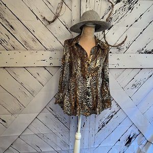 Blouse, Animal Pattern, Multi Color, Sere Nade New York, XL